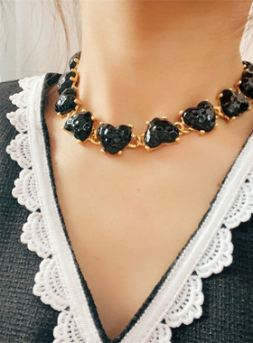 女欧美复古爱心耳钉耳夹手链项链