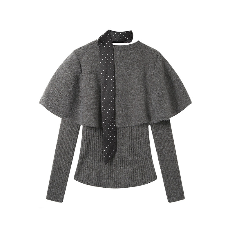 【蜜蜂欢乐社】秋冬穿搭一整套女新款设计感长袖针织衫披肩两件套,淘宝优惠券,粉丝福利购,淘宝优惠卷