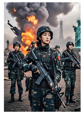 美女特种兵特背胶海报军事迷宿舍墙贴超大尺寸种部队挂画房间壁纸