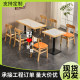 Solid wood slate fast food restaurant table and chair combination