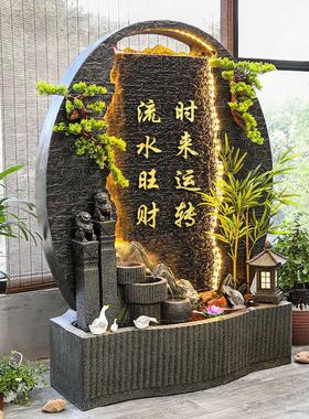 现代高山流水墙造景观庭院花园客厅公司迎门水幕屏风假山喷泉摆件