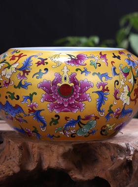 景德镇陶瓷器聚宝盆客厅玄关养鱼缸摆件水培花盆开业礼品装饰摆件