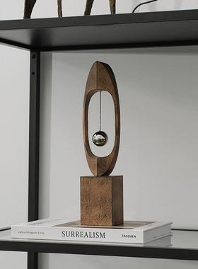 中古侘寂风金属摆球装饰品摆件样板间售楼处书房写字桌书柜装饰品