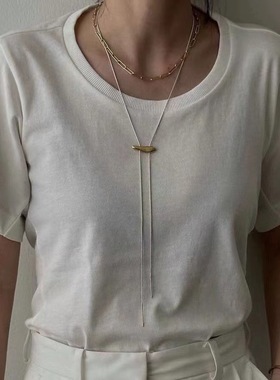 松本惠奈同款金银撞色长抽拉项链日系小众设计时髦双层两用毛衣链