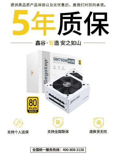 鑫谷GM750W冰山版电脑电源台式主机白色额定850W金牌全模组650W