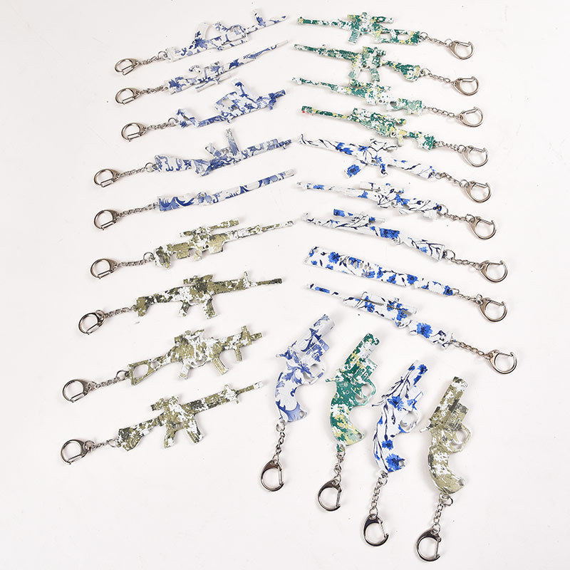 绝地求生钥匙链绝地求生吃鸡模型钥匙扣链周边迷彩黄金98k awm m416游戏学生玩具