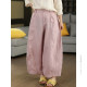 Linen Slim Scimitar Pants Artistic Pants ແອວສູງ