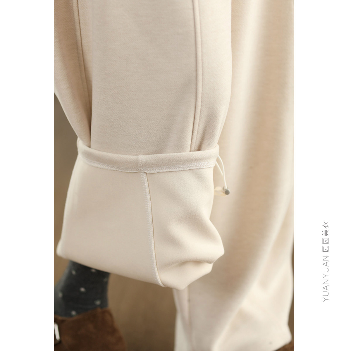 园园美衣时尚绵羊毛休闲裤女春款系带显瘦弯刀裤女纯色百搭镰刀裤,淘宝优惠券,粉丝福利购,淘宝优惠卷