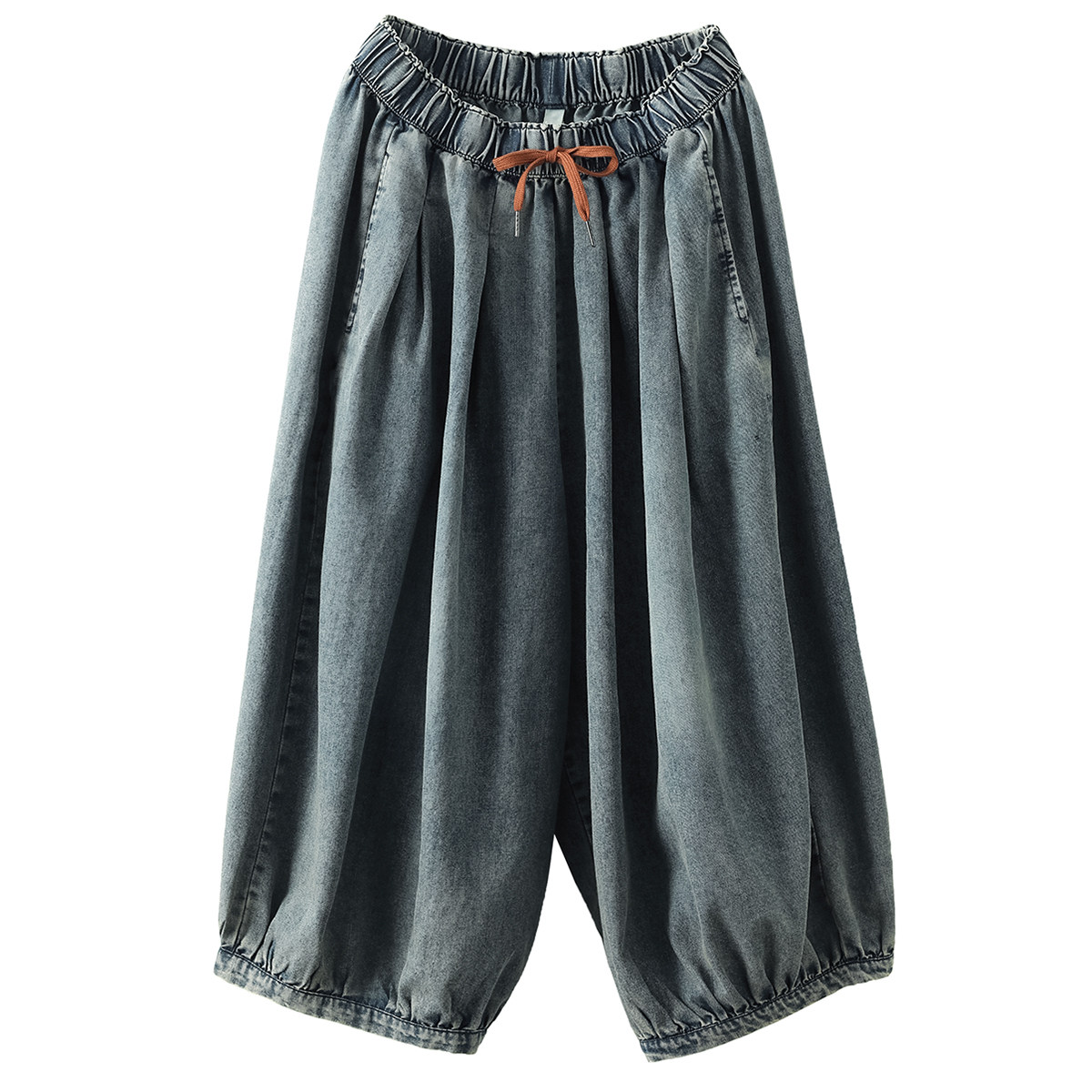 园园美衣新款复古全棉超软牛仔裤显瘦灯笼裤休闲宽松百搭七分裤,淘宝优惠券,粉丝福利购,淘宝优惠卷