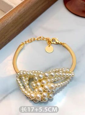 法式复古时尚经典珍珠耳环项链气质百搭耳钉女珍珠个性锁骨链套装