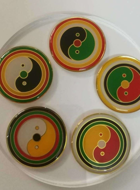 83MM车载五龙镇烤漆版化解汽车数字不利磁场五行太极万字符盘摆件