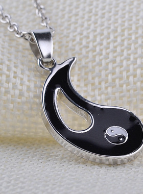 新款复古best friends项链阴阳八卦吊坠情侣套链友谊见证项链饰品