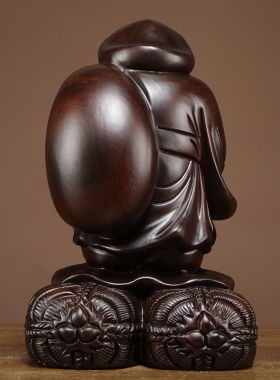 黑檀实木质雕刻大黑天财神佛像财神爷摆件家居店铺寺庙供奉工艺品