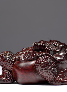 黑檀木雕金蟾摆件实木三足蟾蜍金蝉店铺办公室装饰客厅开业送礼品