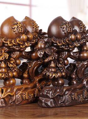 实木雕刻寿桃摆件老年人过大寿爷爷奶奶长辈实用祝寿贺寿生日礼物