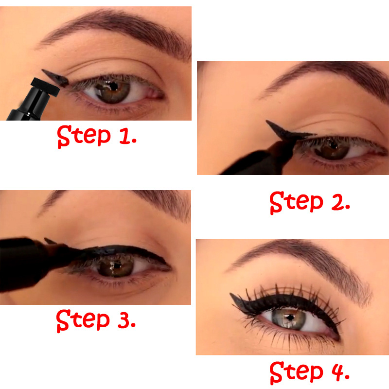 2 End Liquid Eyeliner Stamp Pencil Black Eye Liner Pen 眼线 - 图1