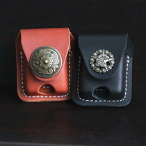 Press Buckle Genuine Leather Kerosene Lighter Leather Jacket Zippo Conventional Kerosene Machine Universal Leather Cover Thickened Bull Leather Lighter Cover