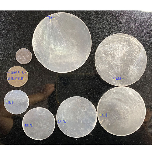 云母片天然贝壳圆片镜贝婚礼装饰贝母片DIY灯具风铃贝壳画配件