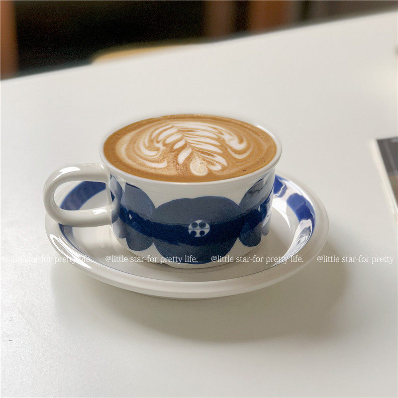 芬兰中古陶瓷杯 手绘咖啡杯牛奶杯 复古早餐杯下午茶杯碟170ml,淘宝优惠券,粉丝福利购,淘宝优惠卷