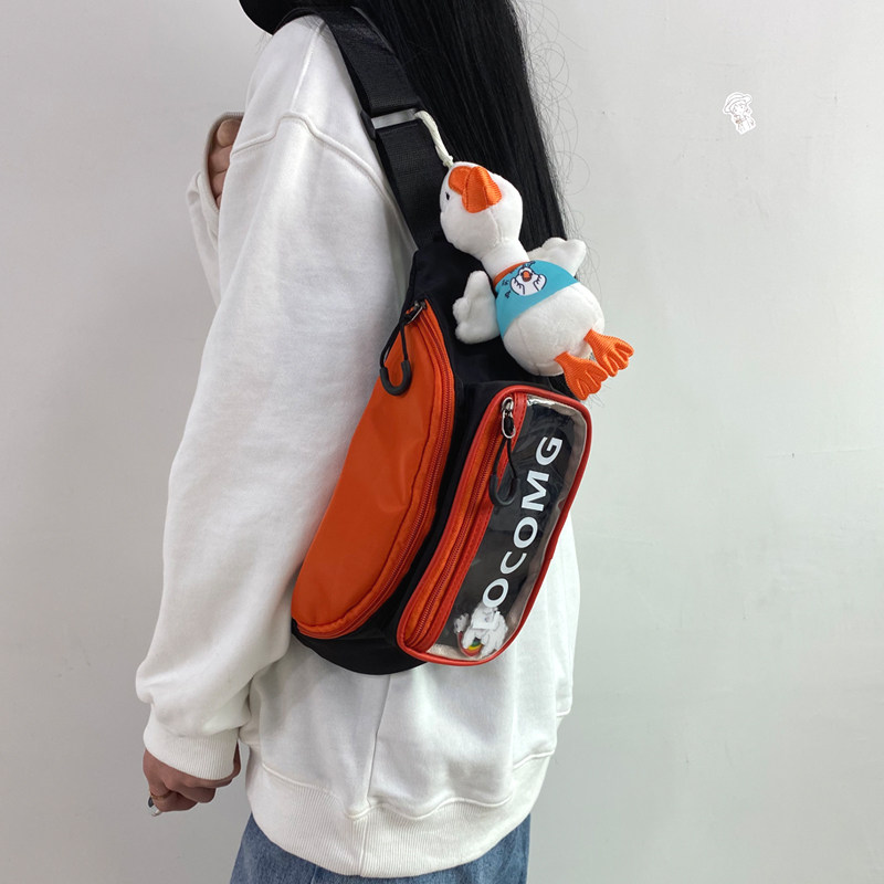 街头运动风女ins学生撞色日系胸包 阔子工厂每天定时上新女士包袋