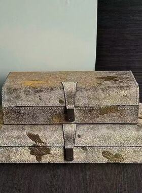 复古皮质翻盖金属扣防尘饰品盒