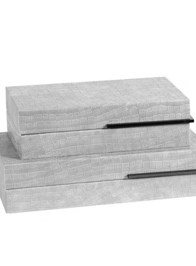 新中式木质皮革首饰收纳盒