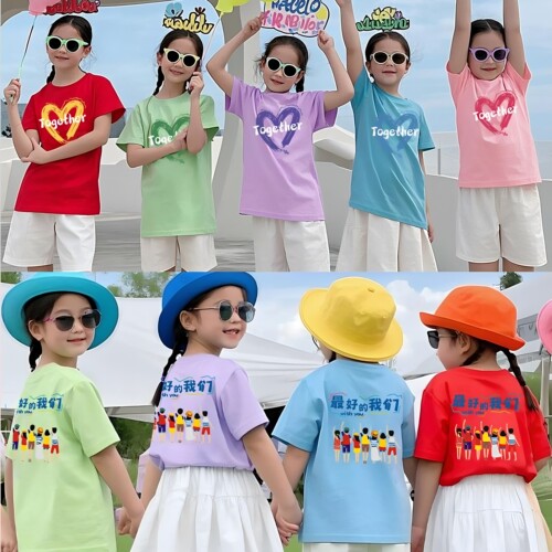 儿童纯棉T恤班服定制毕业短袖印logo六一幼儿园活动服diy手绘印图 - 图1