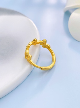 足金999黄金送女友老婆礼品九紫离火镂空活口蝶梦翩翩蝴蝶戒指