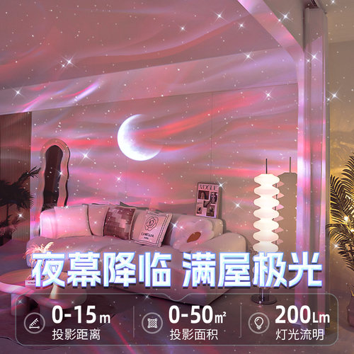 极光氛围灯星空投影水波纹灯小夜灯卧室创意装饰摆件浪漫圣诞礼物 - 图1