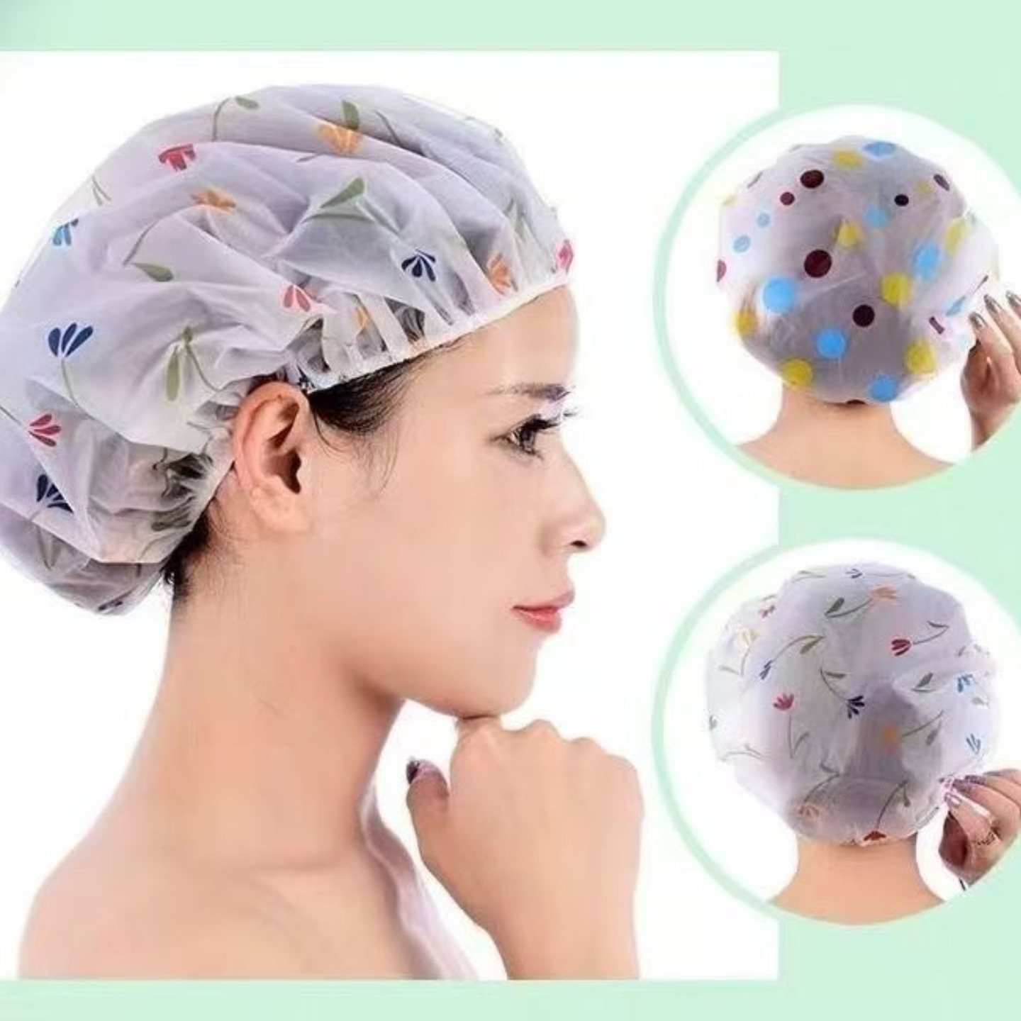 手绘浴帽防水洗澡沐浴帽子家用淋浴头套厨房防油烟女士款加厚发套,淘宝优惠券,粉丝福利购,淘宝优惠卷