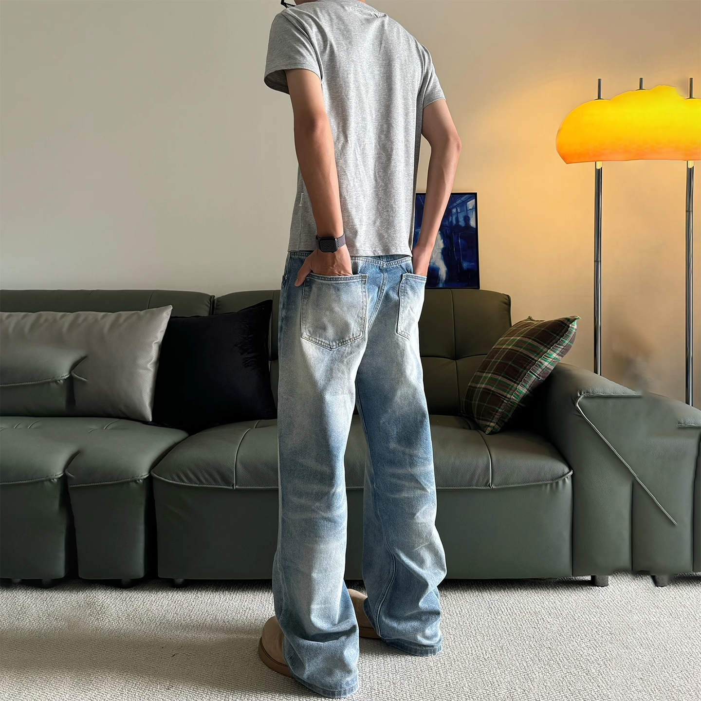 2026春秋季新款美式复古牛仔裤男款高街宽松直筒阔腿休闲牛仔长裤,淘宝优惠券,粉丝福利购,淘宝优惠卷