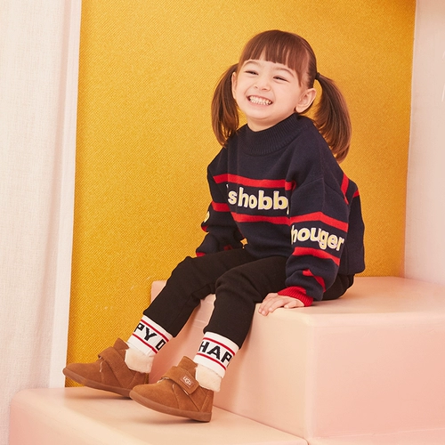 Детские угги, зимние туфли, модные короткие сапоги на липучке, 2022