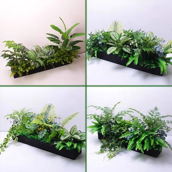 Simulated green plants and simulated flowers outdoor combination