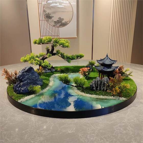 Decorative bonsai flowers in the middle of the dining table