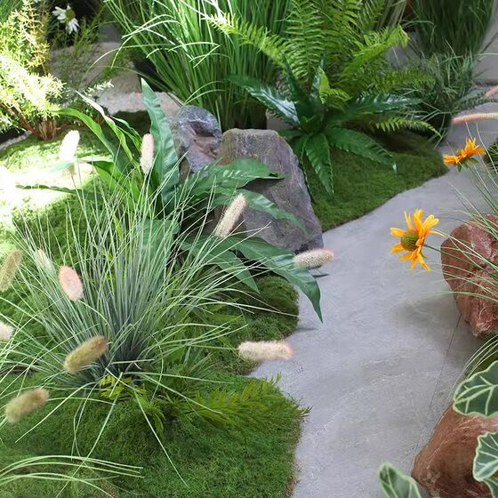 Simulated green plants, flowers and plants window decoration