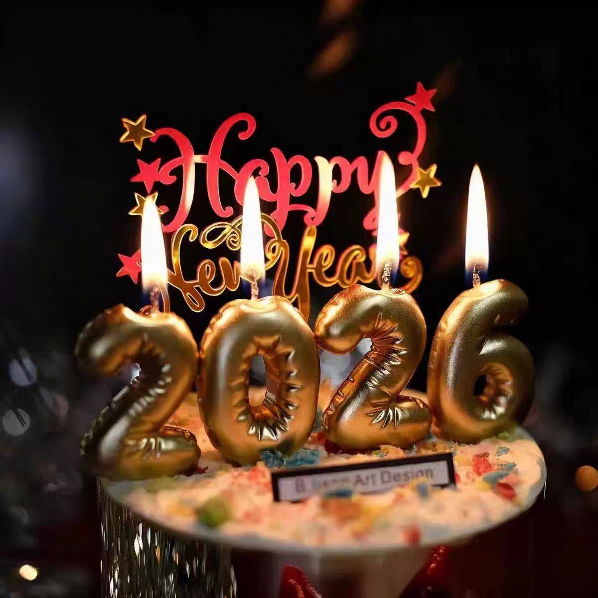 2026年金色围边数字蜡烛春节网红烘焙新年快乐蛋糕装饰插件蝴蝶结,淘宝优惠券,粉丝福利购,淘宝优惠卷