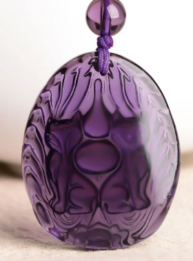 紫色水晶挂件饰品狐狸吊坠