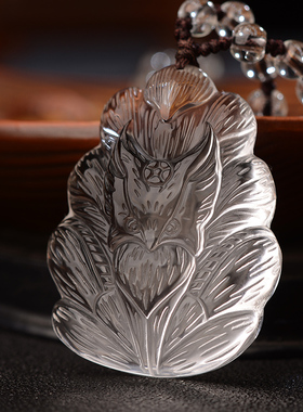 粉水晶狐狸吊坠