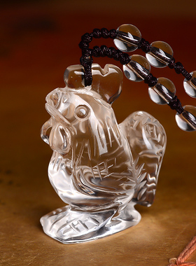 天然白水晶十二生肖吊坠男士女