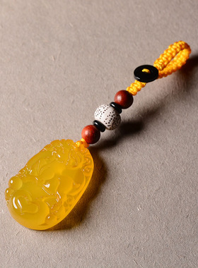 汽车钥匙扣属羊挂饰玉石吊坠