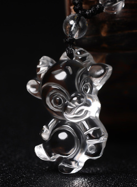 天然黄水晶十二生肖属牛蛇鸡吊坠