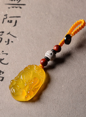 汽车钥匙扣生肖鸡护身符玛瑙玉石