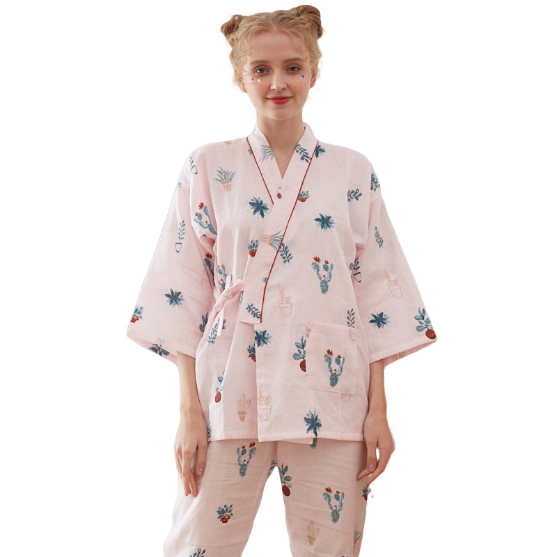 月子服夏季纯棉纱布孕妇哺乳期睡衣 蓝莜娜家居服套装