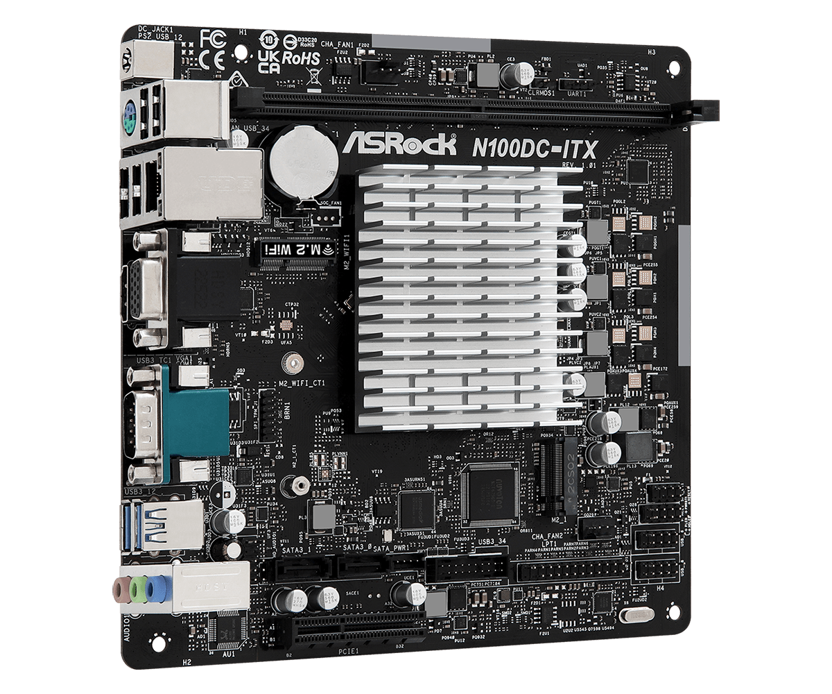 华擎（ASRock） N100DC-ITX主板四核N100处理器入门级高性价比-图2