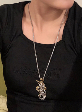 王俊凯同款钛钢链条项链男潮古巴链庄文杰重生之门毛衣链女2022款