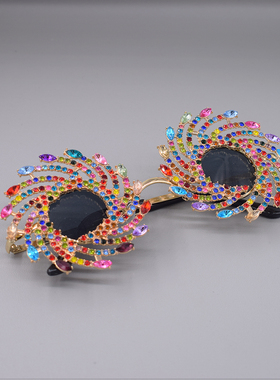 复古轻奢镶钻花朵大框遮阳墨镜