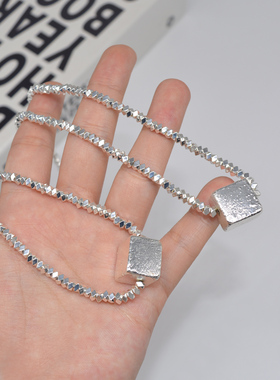 小众个性碎银几两项链菱形方块女