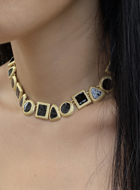 金属女几何不规则项链毛衣链