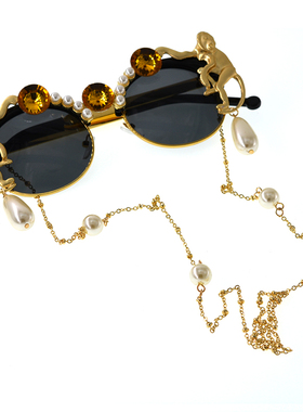 板材雕花珍珠欧洲站前卫风太阳镜