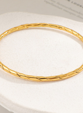 跨境热销钛钢斜纹手镯